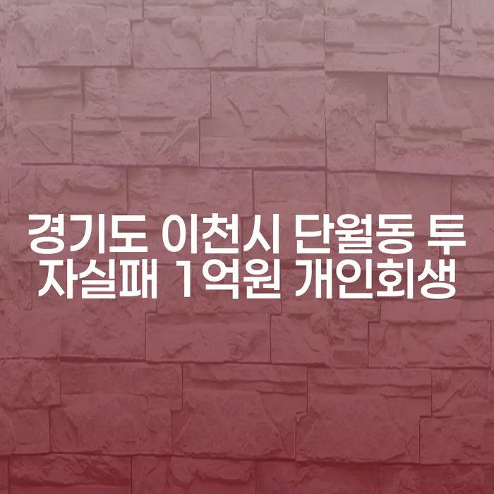 경기도 이천시 단월동에서 투자실패 후 1억원 개인회생을 고민하고 계신가요?